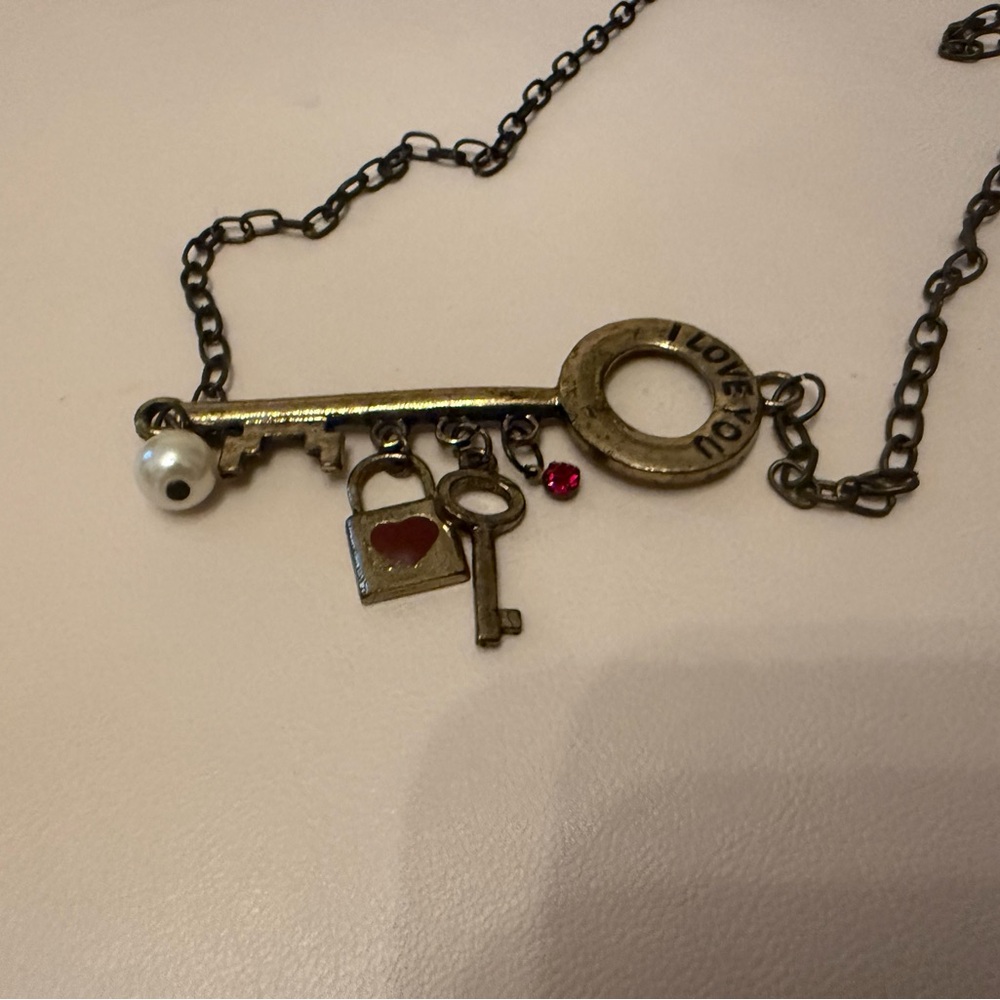 Key Pendant Necklace with Charms